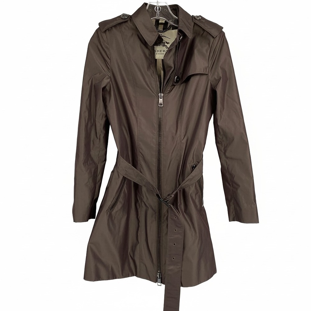Burberry Brown Trench Coat Belted Zip-Up | Regular Size 2